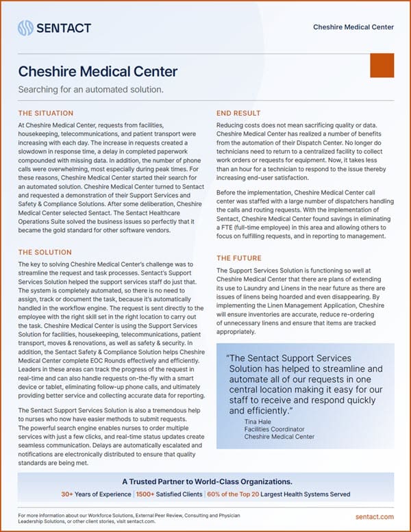 Cheshire Medical Center Case Study: Automating Service Request Dispatch Center