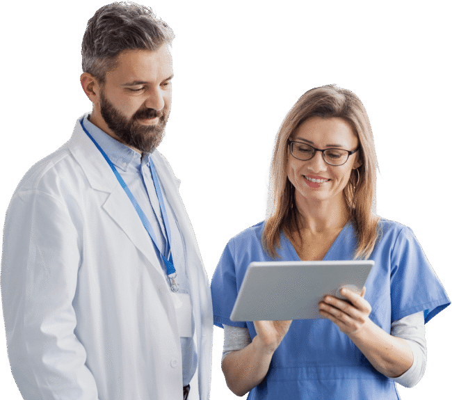 Healthcare professionals reviewing patient information